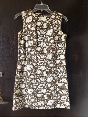 Vintage white brown floral 60’s shift dress